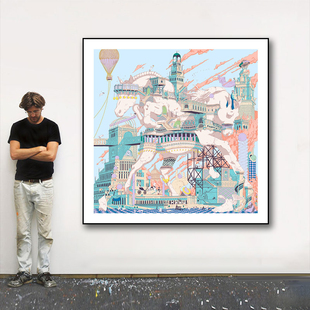 现代轻奢高级感餐厅饭厅卧室装饰画进门入户玄关客厅丝巾装裱挂画