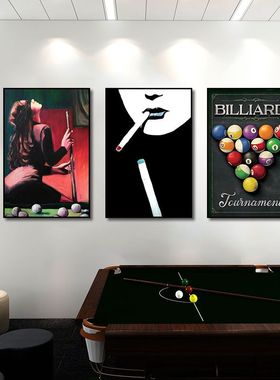 台球室装饰画斯诺克桌球厅壁画酒店休闲区娱乐会所墙面创意挂画