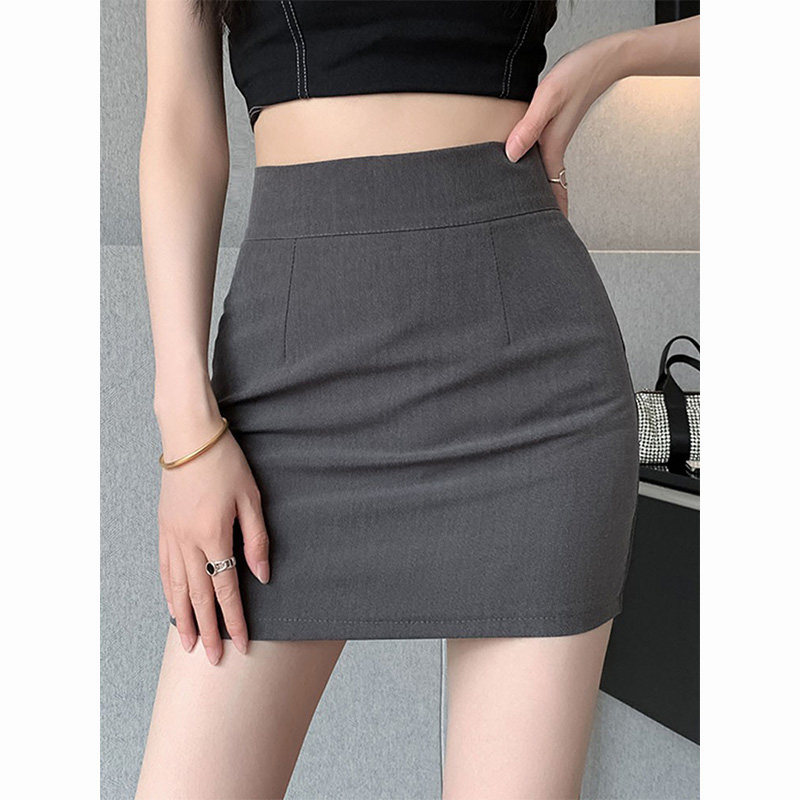 灰色职业西装半身裙女夏季高腰显瘦紧身包臀裙防走光辣妹a字短裙