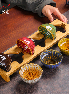 高档茶杯主人杯功夫茶具小茶碗套装6只品茗杯陶瓷茶盏建盏礼盒装