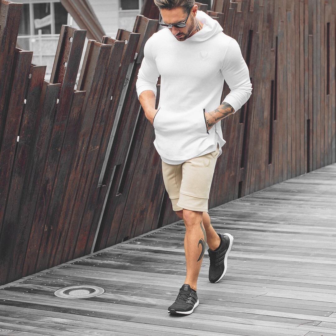 NEW MUSCLE CAPTAIN MENS FITNESS HIPSTER RUNNING CASUAL SPORTS COTTON HOODED TRAINING MECHANICAL BREATHABLE LONG SLEEVE SWEATSHIRT