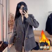 2025春秋雪尼尔西装 双排扣设计感西服通勤 外套女网红百搭宽松韩版