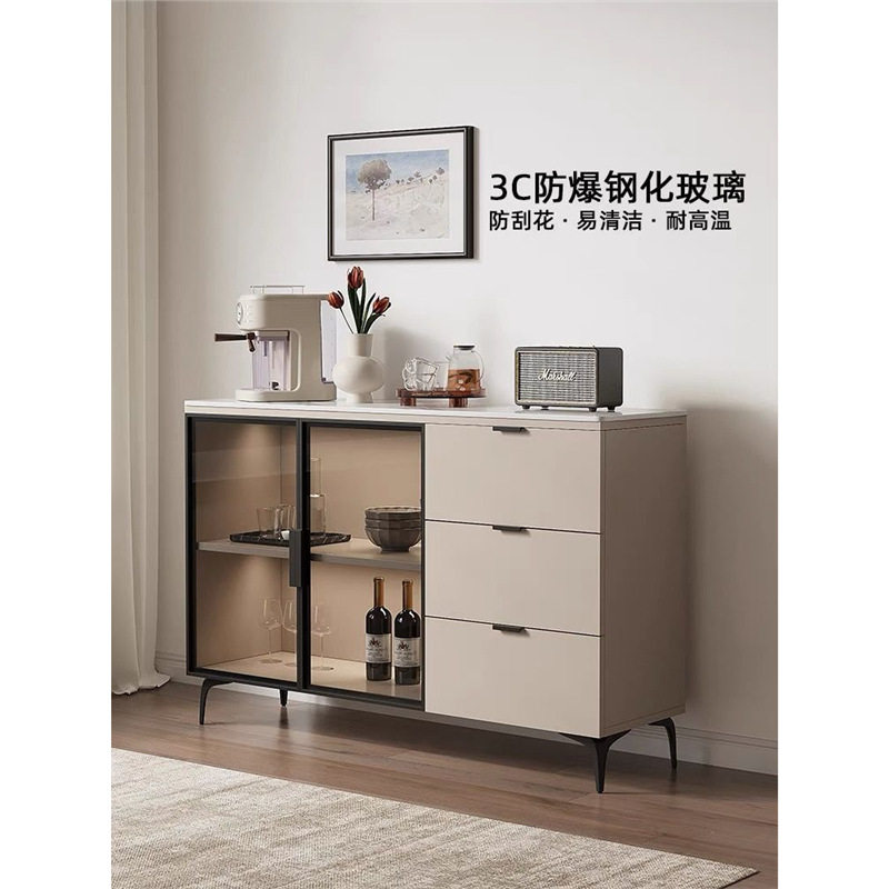 Tal岩板餐边柜靠墙家用微波炉收纳储物柜沙发隔断柜厨房现代简约