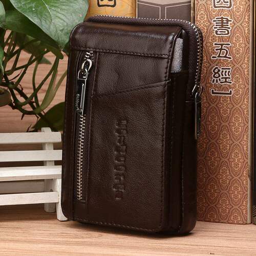 真皮腰包男包牛皮包4.7－7寸多功能三用穿皮带包袋大屏保护套