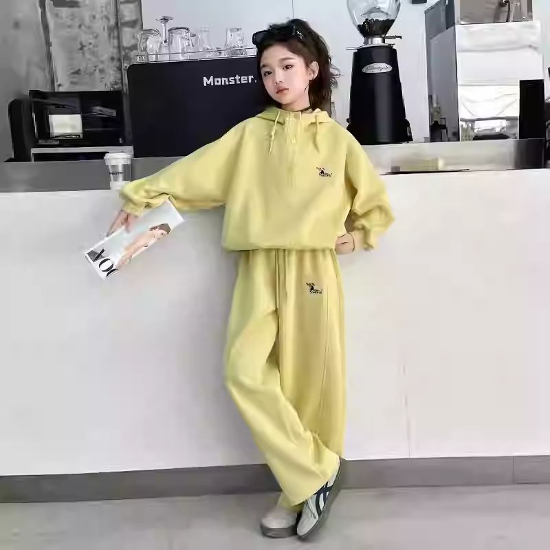 女童连帽卫衣春装新款洋气时尚韩套装
