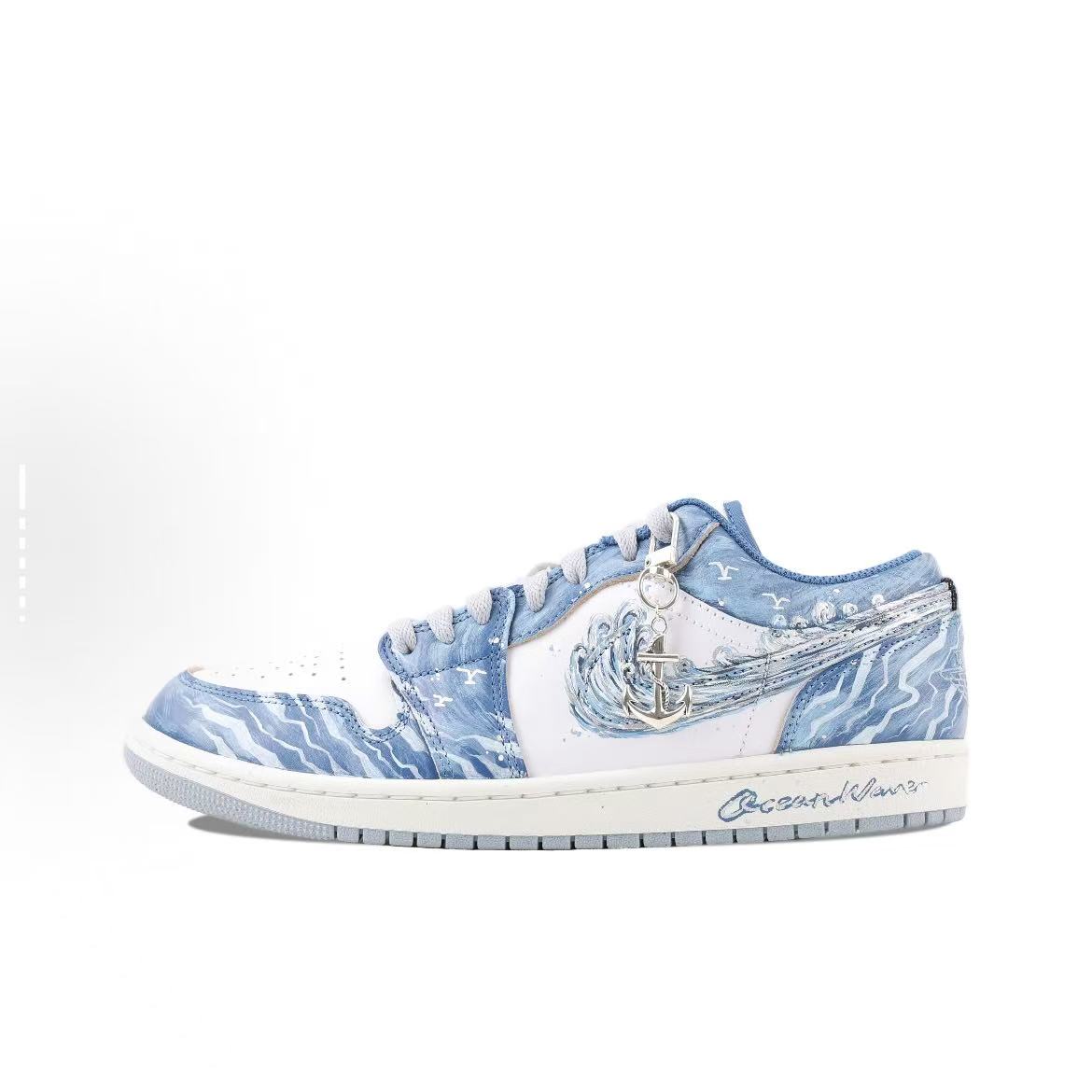 定制球鞋 Jordan Air Jordan 1 波塞冬之怒  海浪船锚 男女篮球鞋