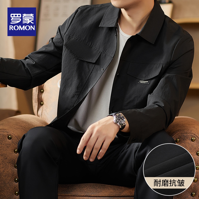 罗蒙翻领工装夹克男款休闲时尚