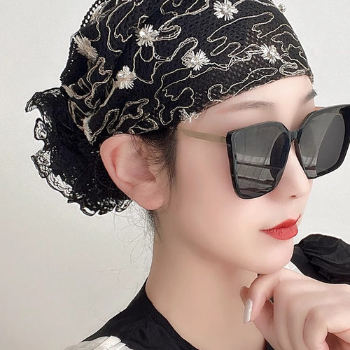 绣花包头帽春秋薄款盘发头花头巾帽民族风2025新款遮白发帽子女款