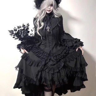 衬衫 初代魔女原创暗黑哥特风重工姬袖 现货 下裙 不死鸟收腰版