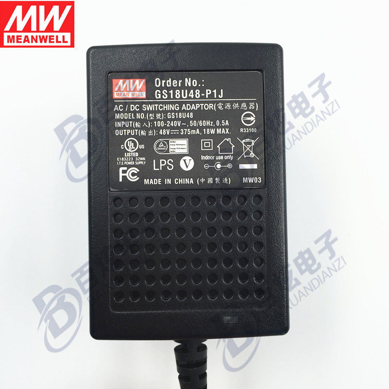 台湾明纬gs18u48-p1j 18w48v0.375a美规插头电源适配器新品gst