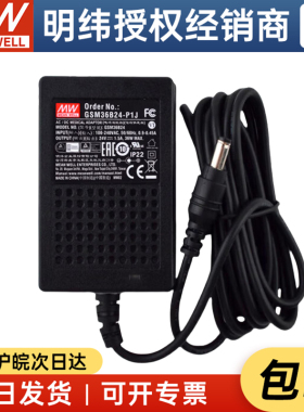 明纬医疗级电源适配器 GSM36B24-P1J 36W 24V1.5A 两插