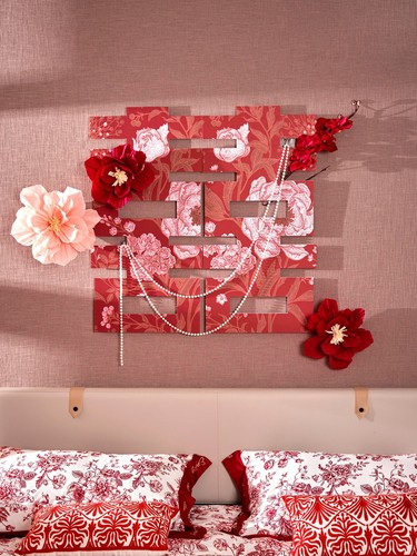仿真洋气床头花繁花双喜KT板