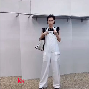 正版欧洲站连体裤背带长裤女韩国潮吊带阔腿裤显瘦2023新款秋季