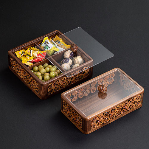 胡桃木分格果盘核桃竹节