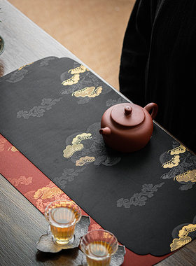云松织锦茶布禅意茶桌席