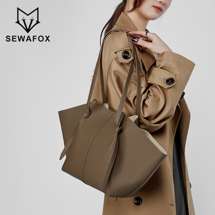 SEWAFOX高级感托特包2026新款女大容量通勤小众不撞款单肩斜挎包