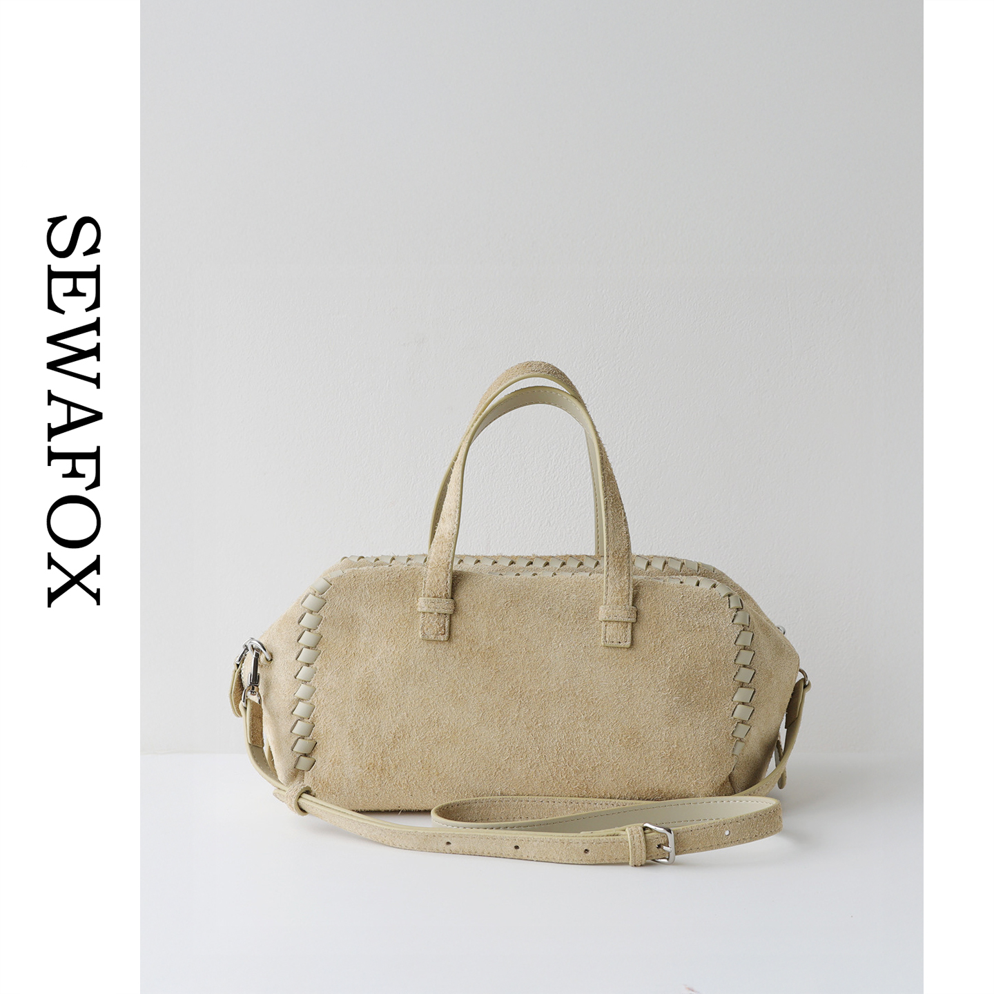 复古磨砂牛皮大容量波士顿枕头包