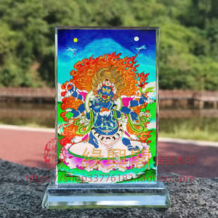 玛哈嘎拉佛画像水晶摆件桌面工艺品装饰摆台摆设家居创意桌面定制