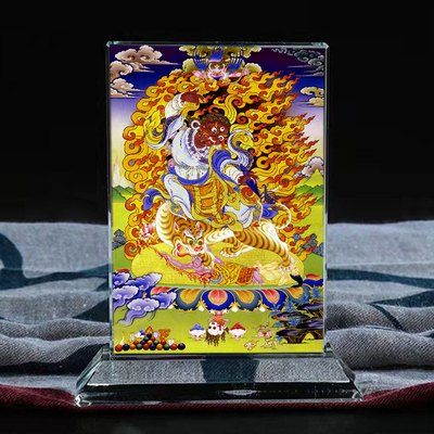 定制佛画像忿怒莲师水晶玻璃摆件桌面工艺品摆台摆设家居创意桌面