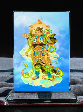 定制佛画像药叉十二神将招杜罗大将水晶玻璃摆件桌面摆台摆设创意
