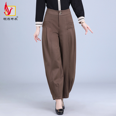 春秋新款宽松高腰阔腿纯色灯笼裤
