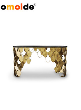 诺曼邸精品高定设计师家具koltable锦鲤创意轻奢大理石金属圆餐桌