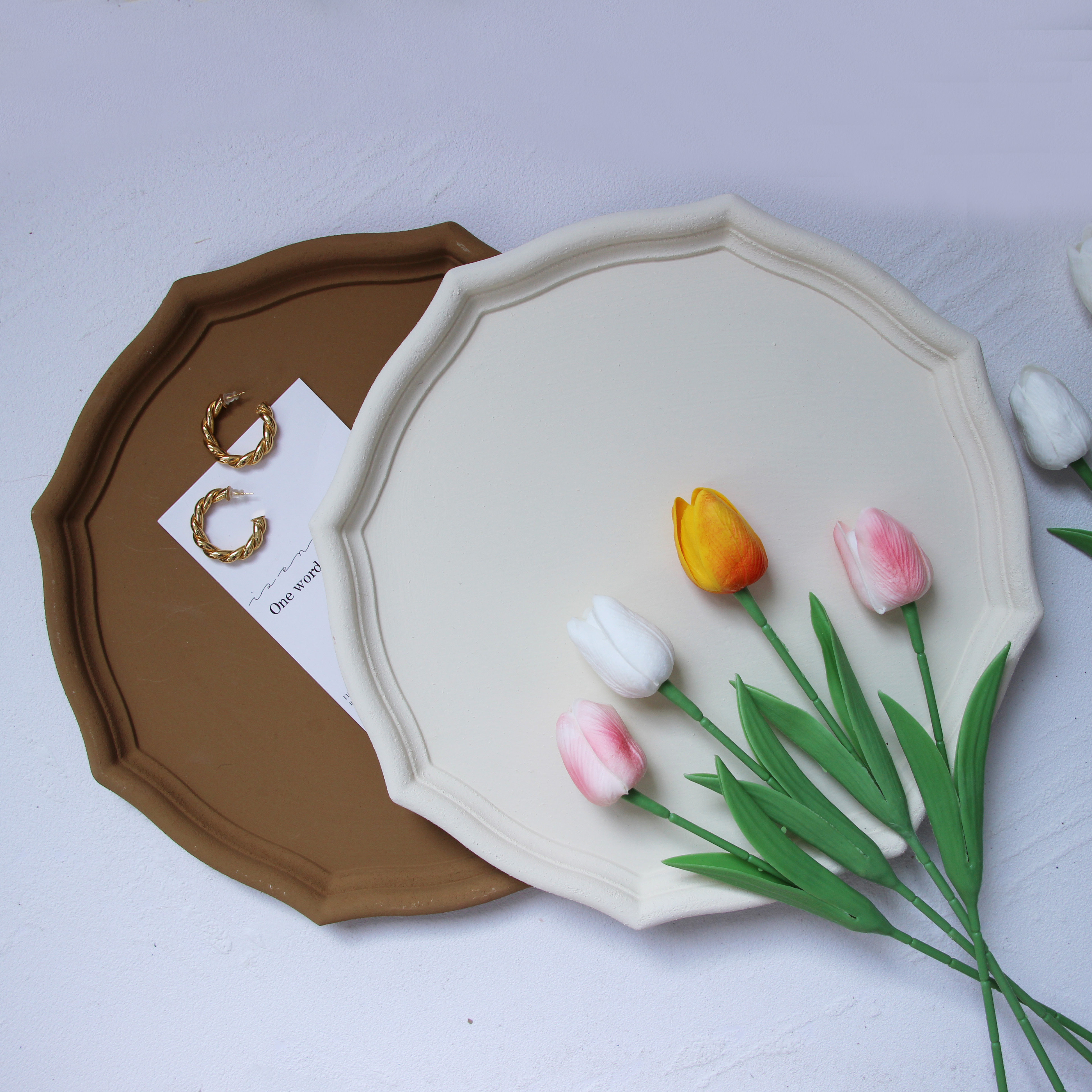 彩色八角托盘手工彩绘木质民宿家居用品装饰盘子菱形工艺品饰品盘