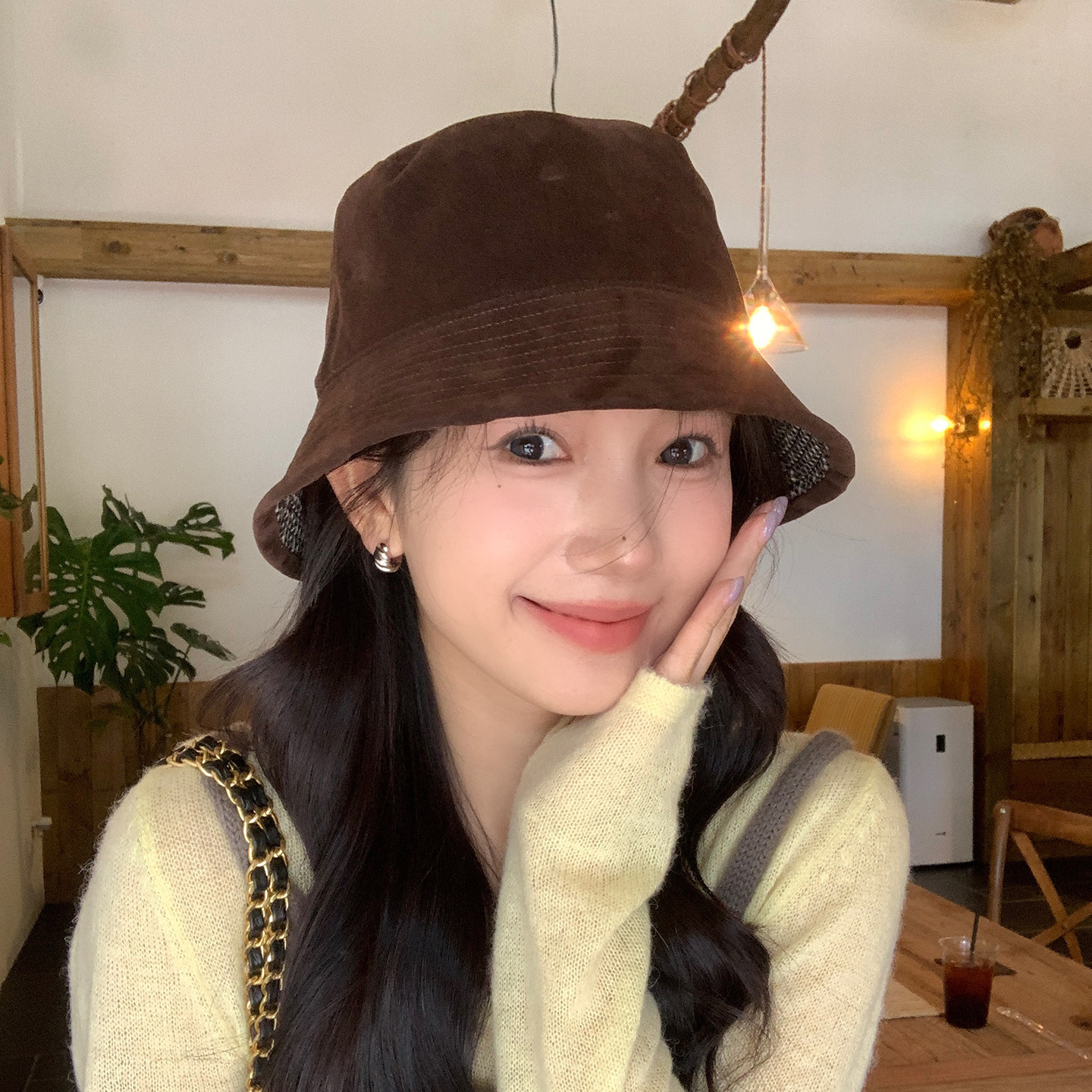 日系文艺麂皮绒渔夫帽子女秋季双面戴格子百搭盆帽显脸小素颜遮脸,服饰配件/皮带/帽子/围巾,帽子,淘宝优惠券,粉丝福利购,淘宝优惠卷