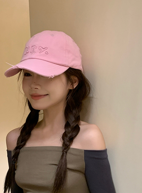 西本combon甜美粉色棒球帽秋季新款韩版全棉可爱鸭舌帽男大头围