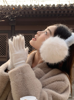 加大白色耳罩女冬季2025新款毛绒耳包可折叠加厚耳捂子女防冻耳暖