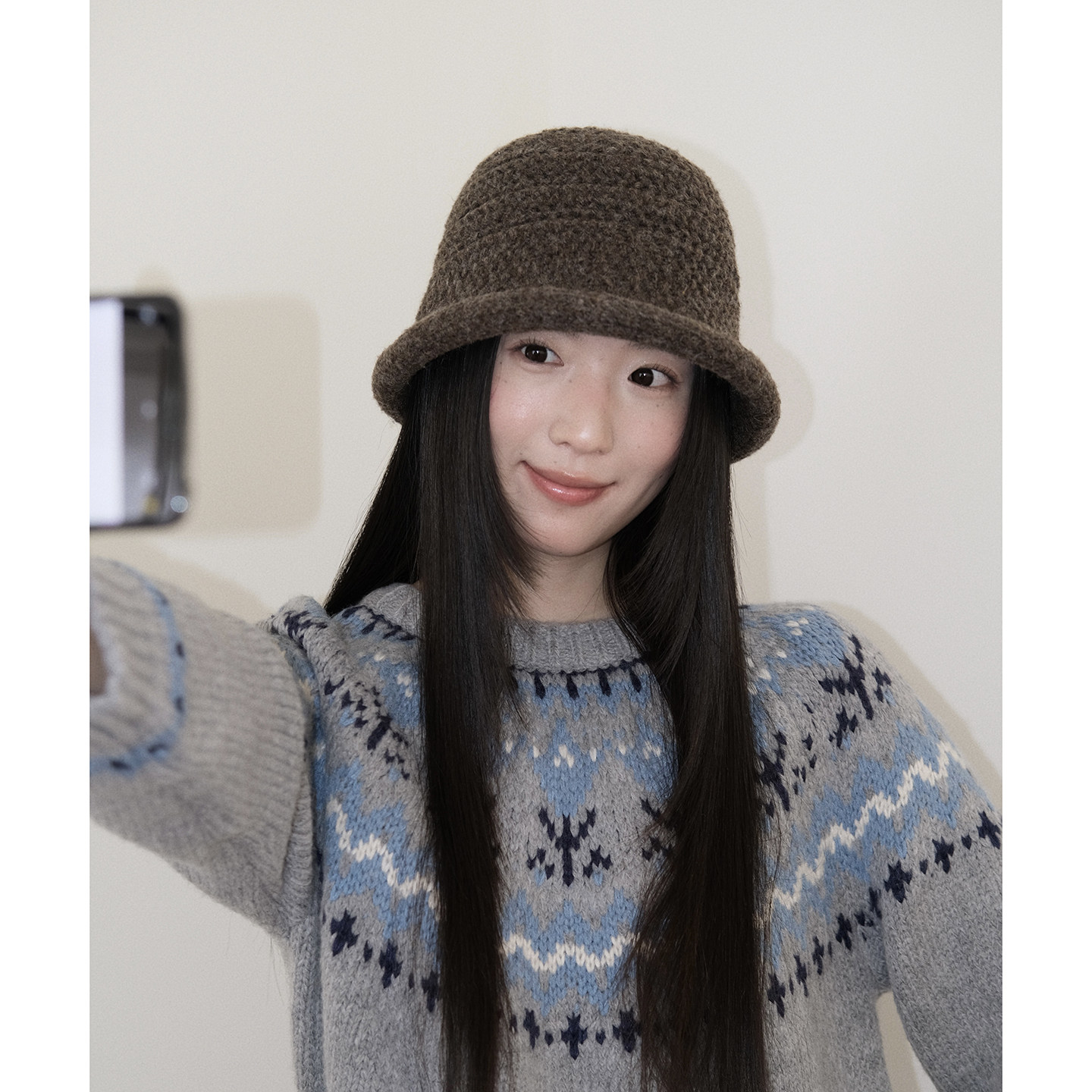 日系复古卷边粗针织盆帽女2026冬季新款毛线帽英伦小礼帽渔夫帽子