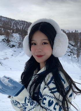 白色毛绒绒耳罩女冬季可爱防寒耳包加厚耳捂子大号耳暖防冻耳朵套