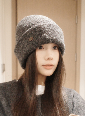 大头围灰色冷帽男秋冬季双层加厚毛线帽女护耳保暖针织帽子包头帽