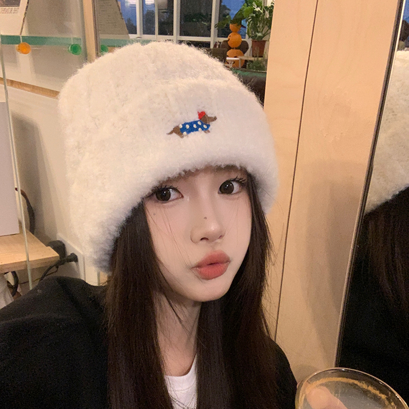 日系可爱腊肠狗针织帽情侣冬季