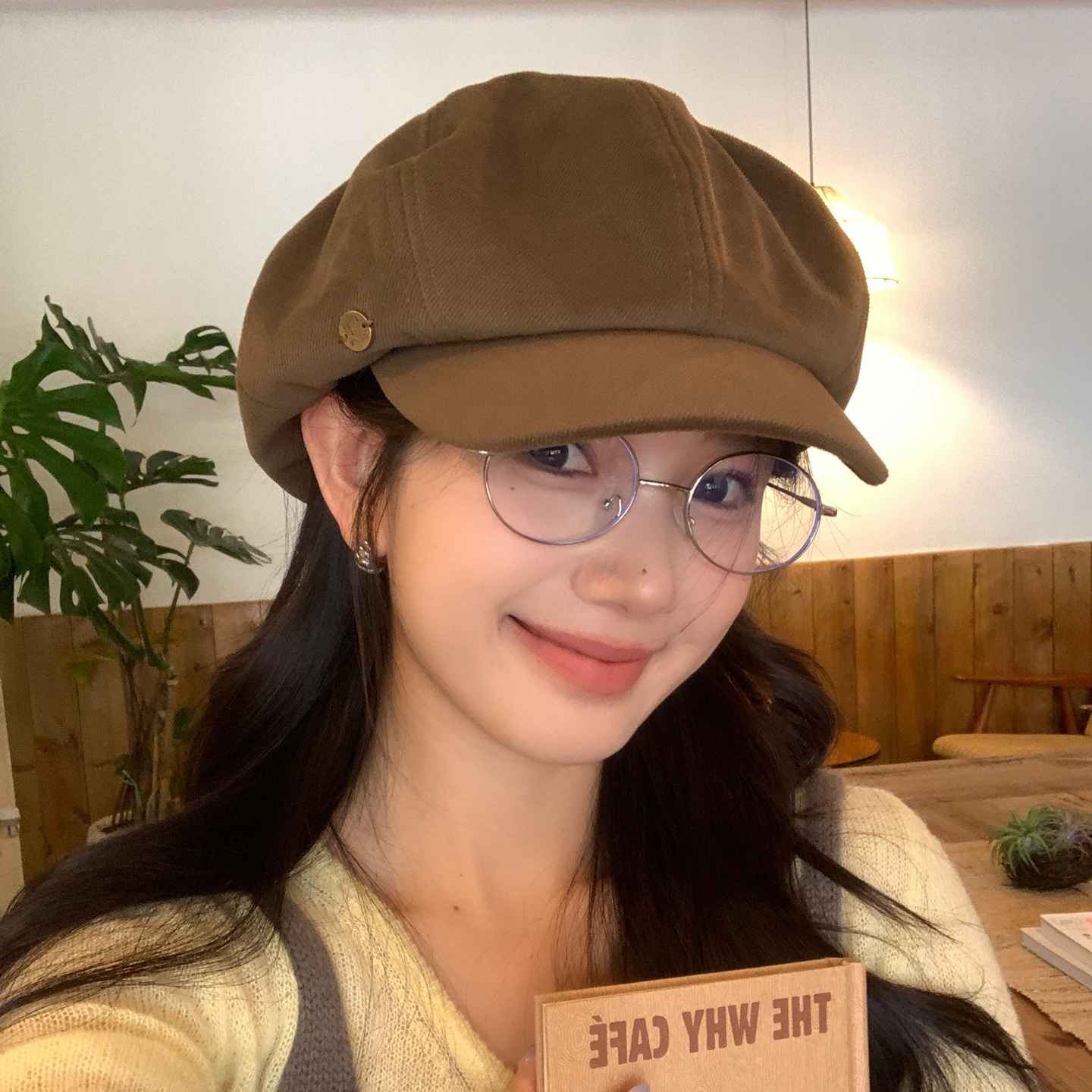 日系文艺显瘦大版报童帽子女秋季