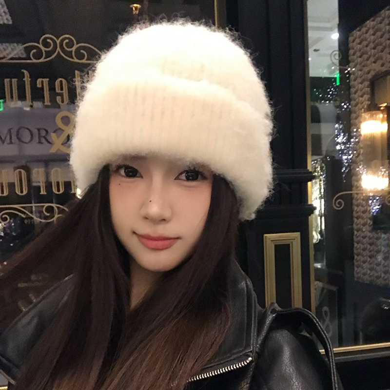 韩版毛绒软糯针织帽女冬季毛线帽