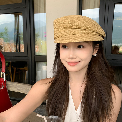 小众时尚草帽女春季草编贝雷帽