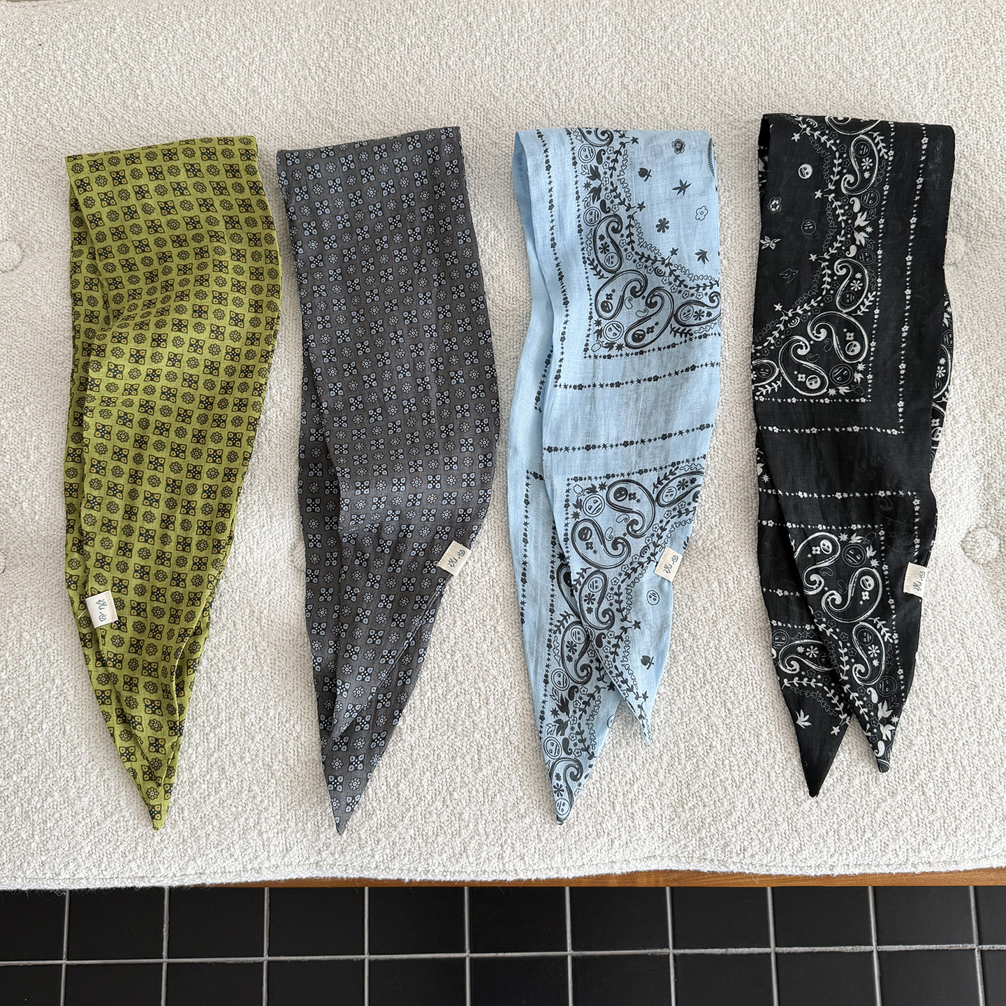 复古棉麻腰果花丝巾女日系森系碎花小领巾2026新款搭配装饰小围巾