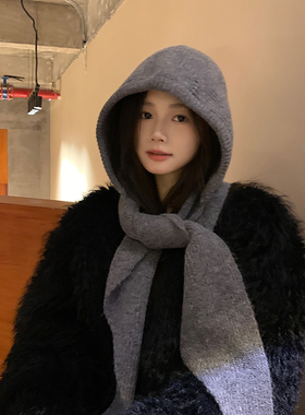 韩版帽子围巾一体加厚保暖针织帽女冬季护耳巴拉克拉法帽毛线帽男