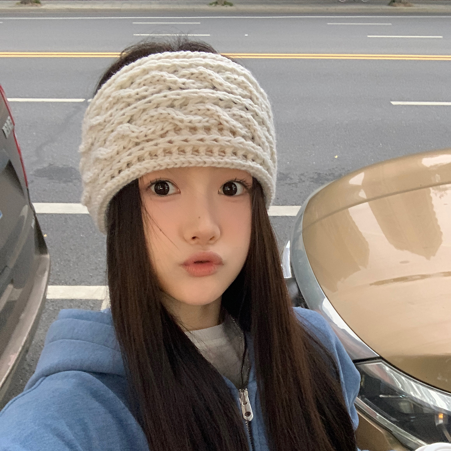 韩国博主同款宽边针织发带女冬季麻花保暖头带搭配发箍ins发饰女