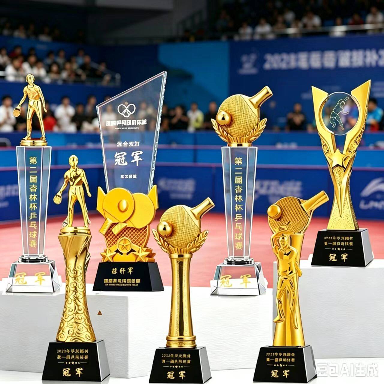 乒乓球水晶奖杯奖座定做团体赛冠军校园体育协会运动会比赛纪念品