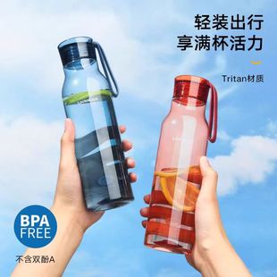 乐扣乐扣水杯便携简约运动旅行提绳塑料学生韩式 创意水壶防漏杯子