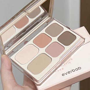 everbab/艾蓓拉素哑六色眼影盘哑光大地色修容高光淡妆综合盘