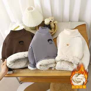 童卫衣2025秋冬加绒加厚儿童棉服男童女童卡通上衣中小童保暖内衣