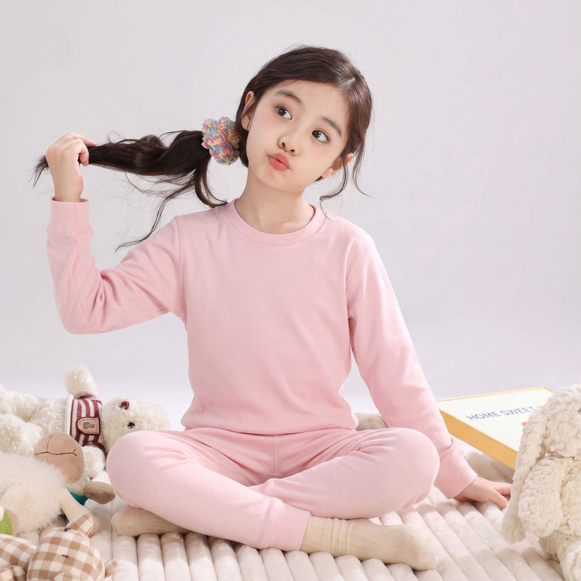 2026秋冬新款儿童秋衣秋裤男女童睡衣亲肤纯色百搭保暖家居服套装