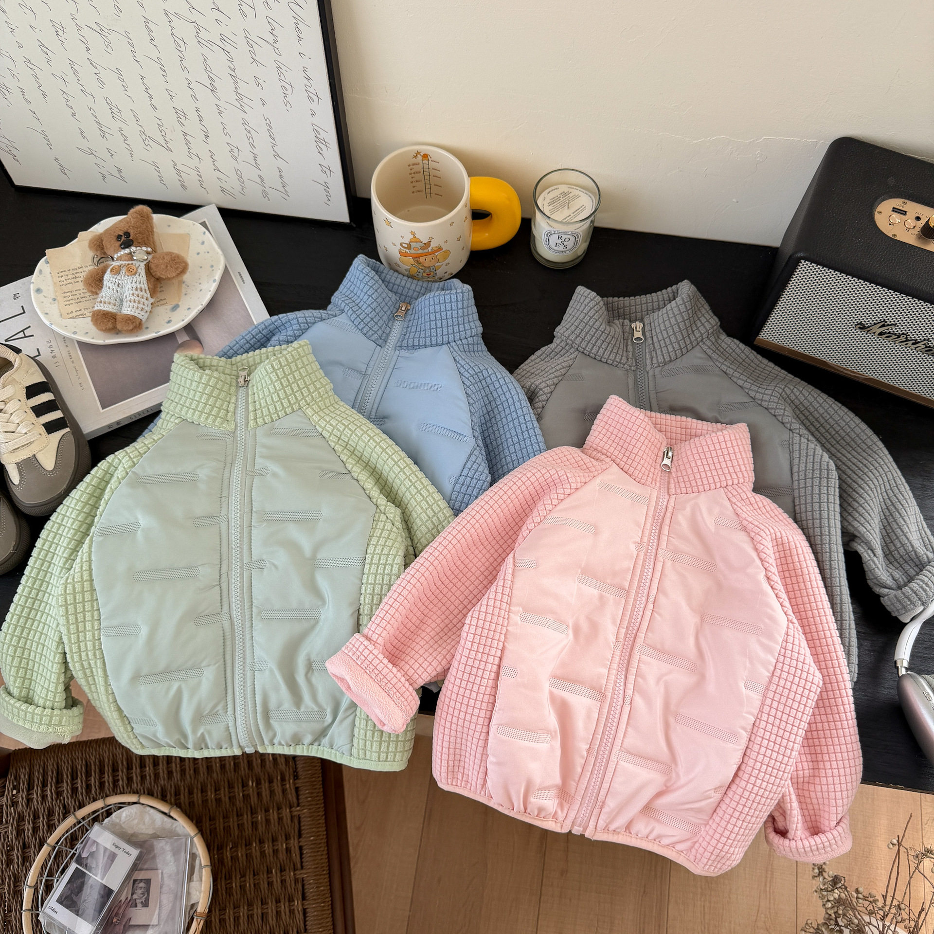 【玉米格暖绒】儿童外套秋冬立领夹克男女童校服神器保暖棉服开衫