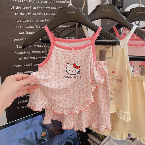 2026夏季儿童吊带套装莫代尔花边女童家居服卡通透气舒适空调服