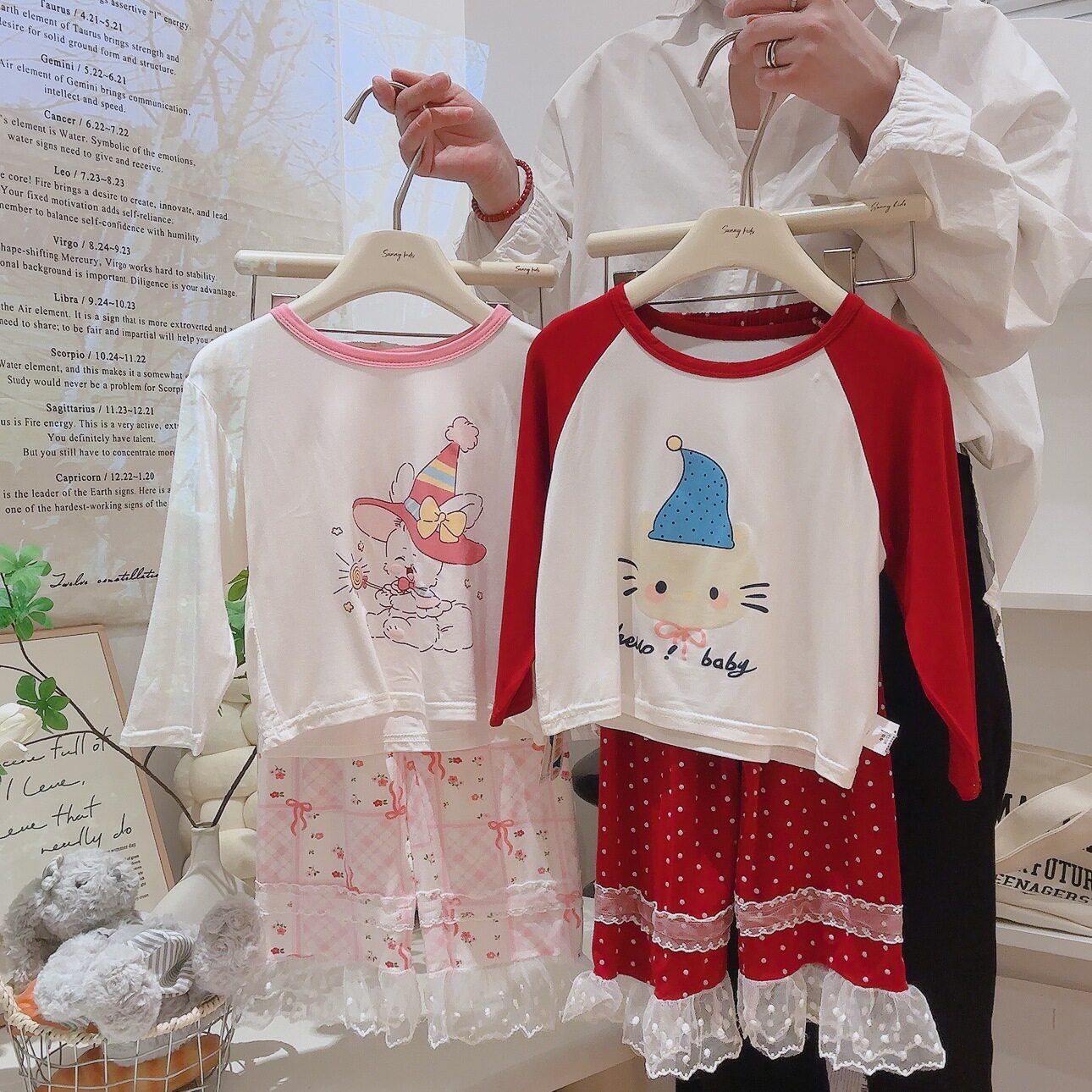 夏季新款莫代尔空调服套装女童家居服长袖套装薄款童装韩版睡衣