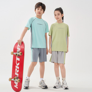 男童短袖运动套装青少年冰丝速干衣儿童羽毛球服女学生户外训练服