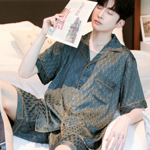 2024新款春夏短袖薄款冰丝男士睡衣男夏大码春夏款夏季家居服短裤